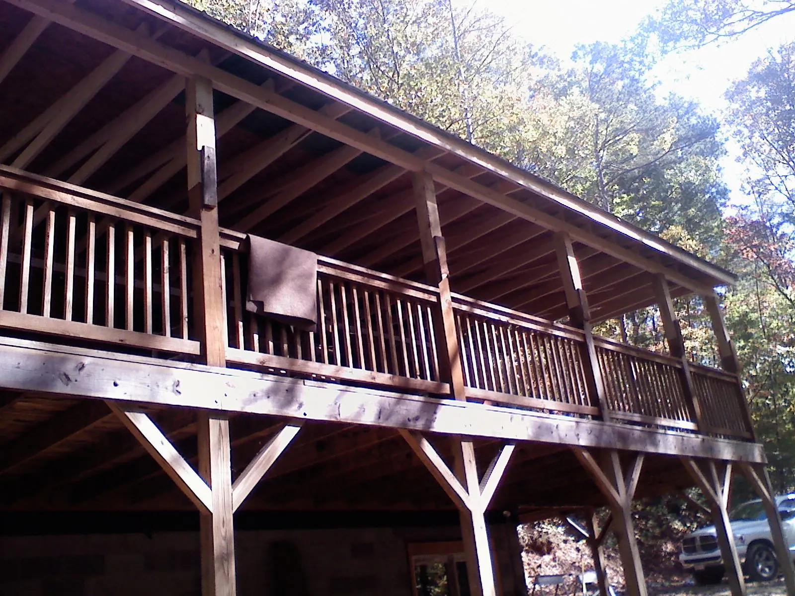 Timber framing under a new elevated porch and deck — Roof Leak Repair in Bridgeview by Roofing Brothers
